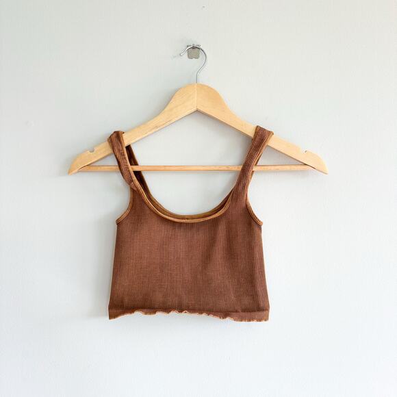 Free People Movement Happiness Runs Ribbed Cropped Tank Brown XS/S - Picture 1 of 5